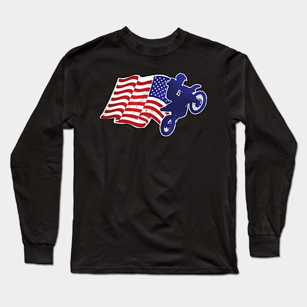 Motocross Flag Long Sleeve T-Shirt by GuiltlessGoods